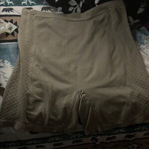 Beige Textured Biker Shorts